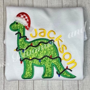 Christmas Shirt Dinosaur appliqué personalized