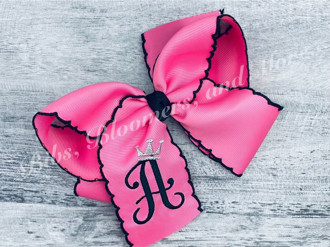 Initial With Crown Hair Bow - Etsy