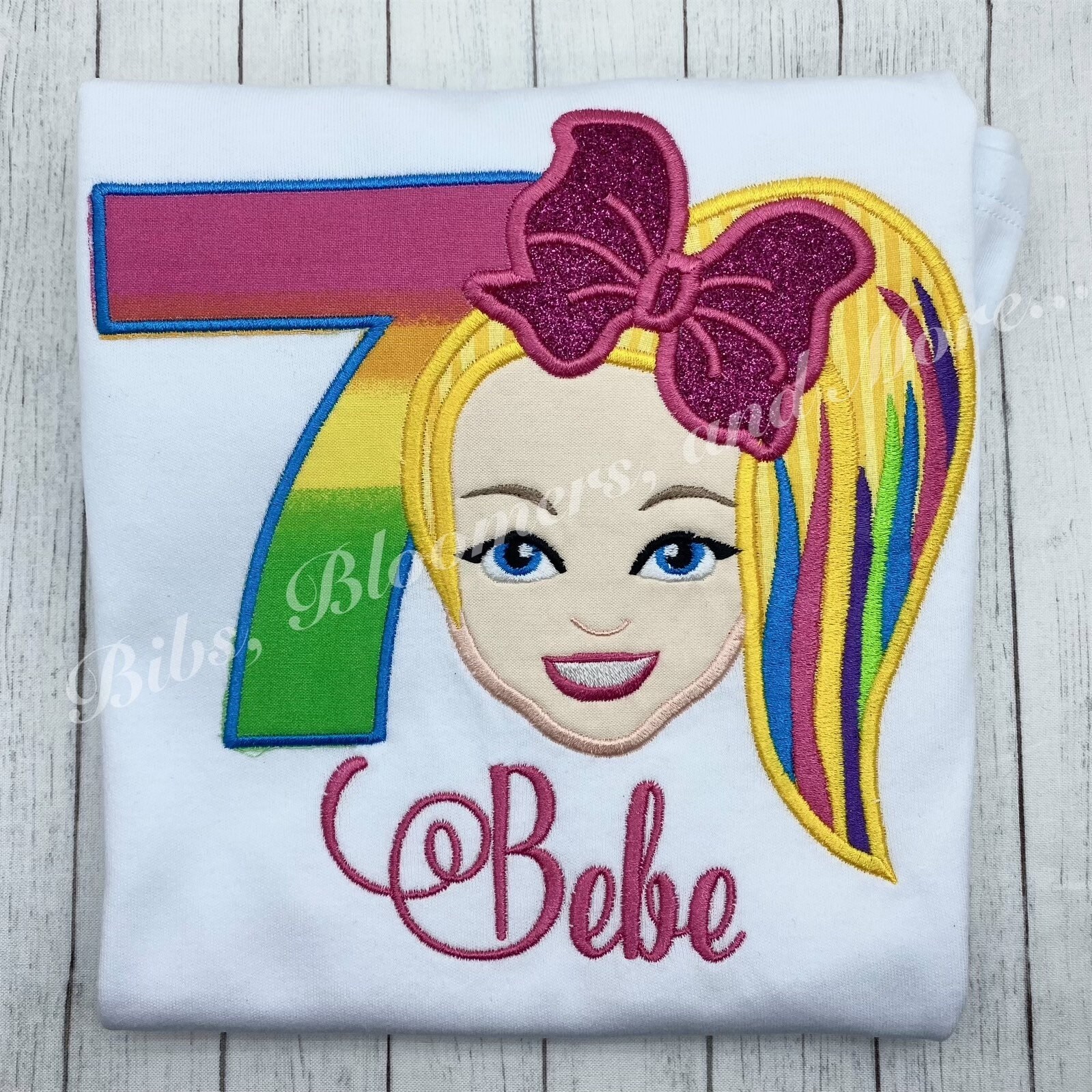 Jojo Siwa Appliqué Embroidery 7th Birthday shirt | Etsy