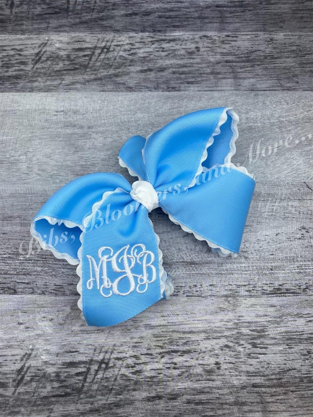 Mega Monogrammed Grosgrain Hair Bow With Ric Rac Edge - Etsy