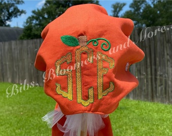 Pumpkin Monogram Baby Bonnet
