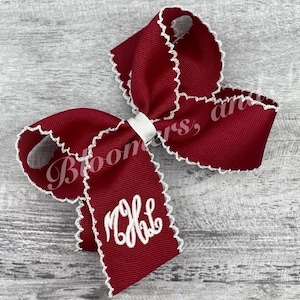Moonstitch Hairbow, Monogrammed Moonstitch Bow, Personalized Hair Bow