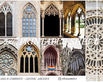 Gothic Arches - PRINTABLE Photo Planner Bujo Sticker Sheet 5x7 - Cathedral, Gothic, Architecture