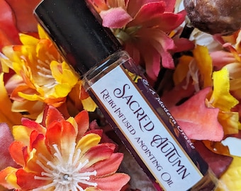 SACRED AUTUMN - Reiki-infused anointing oil - Rose incense, oud, pumpkin, amber