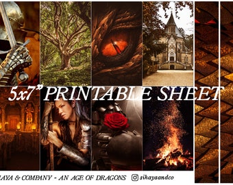 An Age of Dragons - PRINTABLE Photo Planner Bujo Sticker Sheet 5x7 - Dragon Age, High Fantasy
