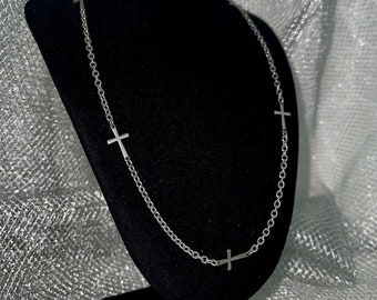 Kruisketting Chocker Gotisch Alternatief Punk Roestvrij Staal Handgemaakte Sieraden Statement Stuk Unieke Stijl