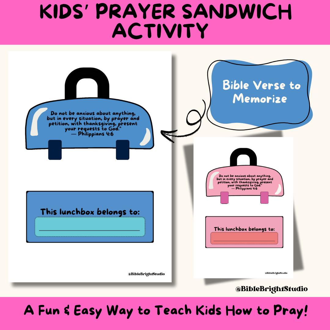 Kids’ Prayer Sandwich Activity Christian Prayer Printable Fun
