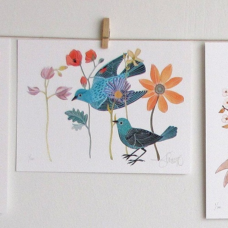 Blue Birds Etsy