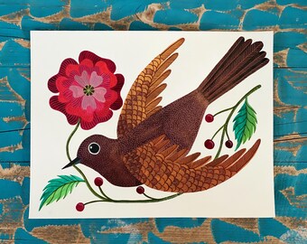 Summer Bird watercolor original