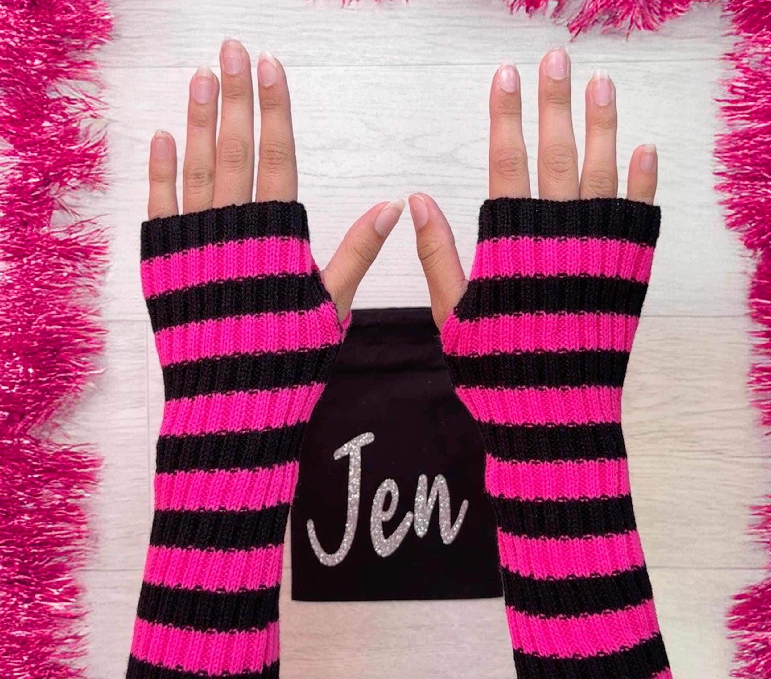 Pink Striped Arm Warmers - Etsy