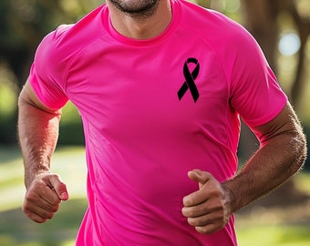 Cancer Ribbon T Shirt Running Race Run For Life 5k Charity Event Coffee Morning Breast Support Awareness Month Dad Husband Son Group Tops
