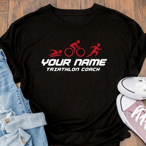 Personalized Triathlon Coach T-Shirt: Custom Swim Bike Run Gift