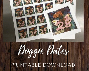 Printable Dates, Doggie Dates , Day of the week numbers, Calendar dates, Collage Printable