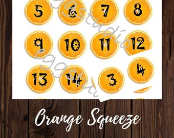 Printable Dates, Day of the week numbers, Calendar dates, Orange slices, Collage Pintable's