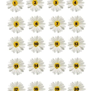 Printable Dates, Day of the week numbers, Calendar dates, Daisy flower, Collage Pintables image 2