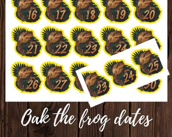 Printable Dates, Colorful collage bits , Day of the week numbers, Calendar dates, Collage Printable Frog