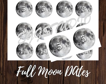 Printable Dates, Day of the week numbers, Calendar dates, Full Moon Collage Pintables, Halloween