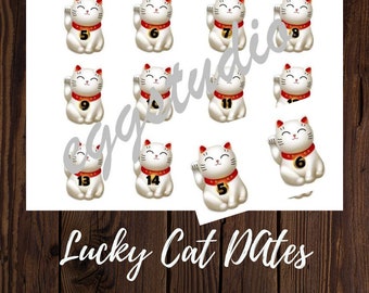 Printable Dates, Dainty Lucky Cat, Day of the week numbers, Calendar dates, Collage Printable