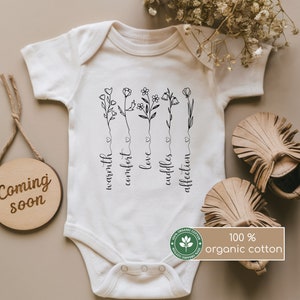 Baby bodysuit, wildflowers - everything a baby needs, baby shower, gift, surprise, baby clothes, baby bodysuit, romper