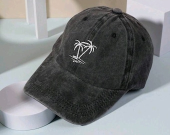Boné de beisebol com palmeira bordada: cor personalizada estilo vintage