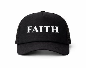 Boné Faith, Boné Trucker Cristão, Boné Religioso, Presente Minimalista de Fé, Boné Snapback