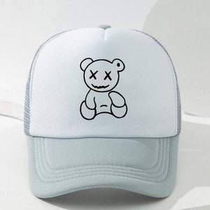 Cute Teddy Bear Baseball Cap Minimalist Monogram Bear Cap Trendy Unisex Headwear Vintage Style Bear Hat Summer Hat For Boys And Girls zdjęcie 5