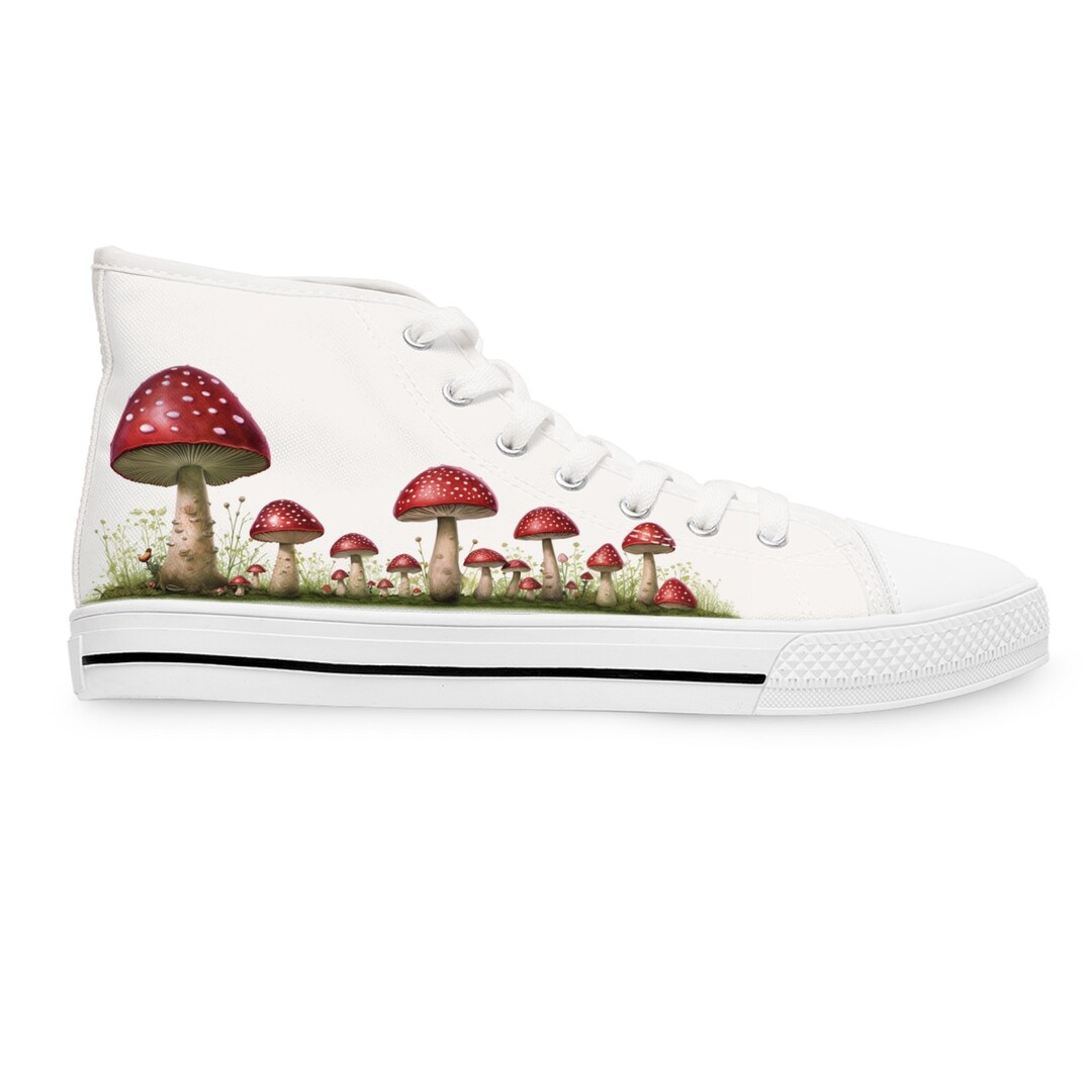 Mushroom Pattern Print Men Women's High Top Shoes