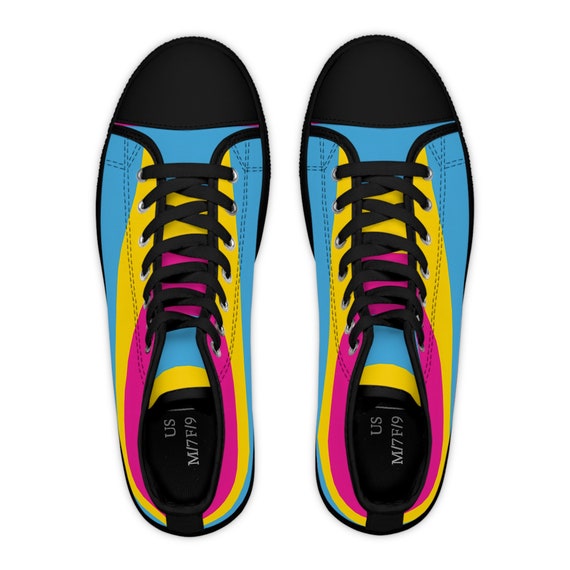 Pansexual Pride Flag Women s fit High Top Sneakers pride shoes pride converse style high top pansexual pride flag sneakers L