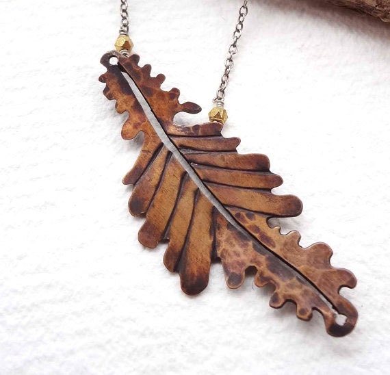 Items similar to Sustainable Copper Leaf Necklace Handmade on Etsy