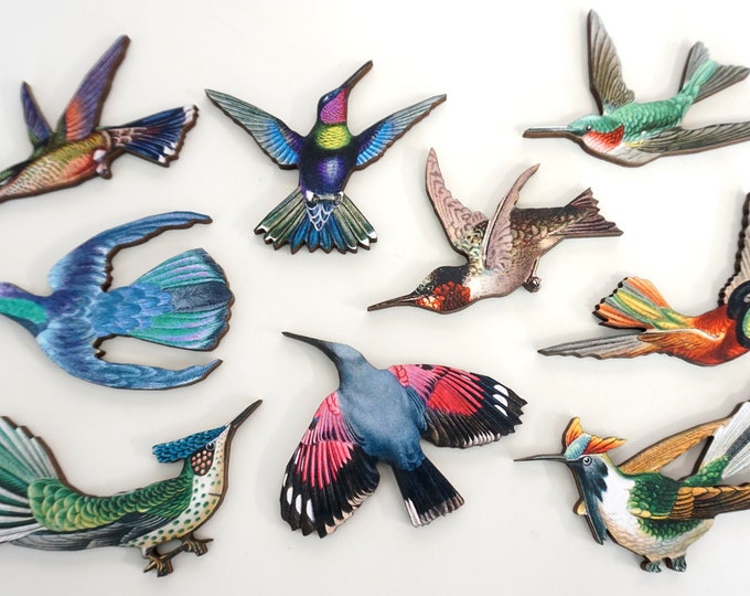 Hummingbirds - Collection of 9 Wooden Birds - Craft Pieces for Buzzy ...