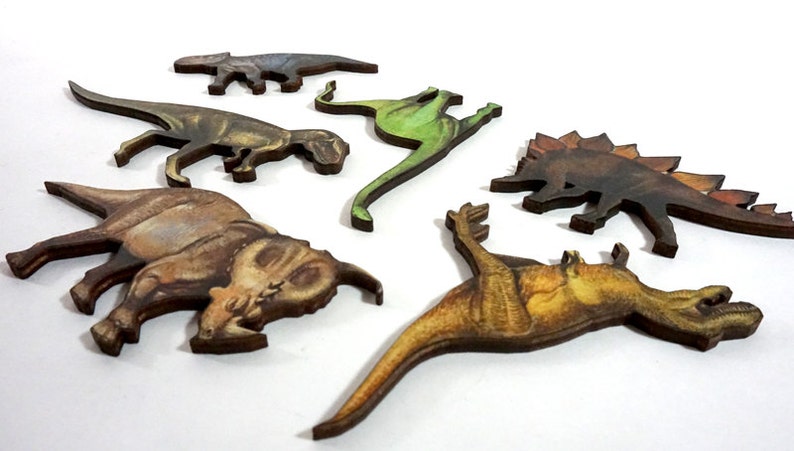 painted wood dinosaur cut outs