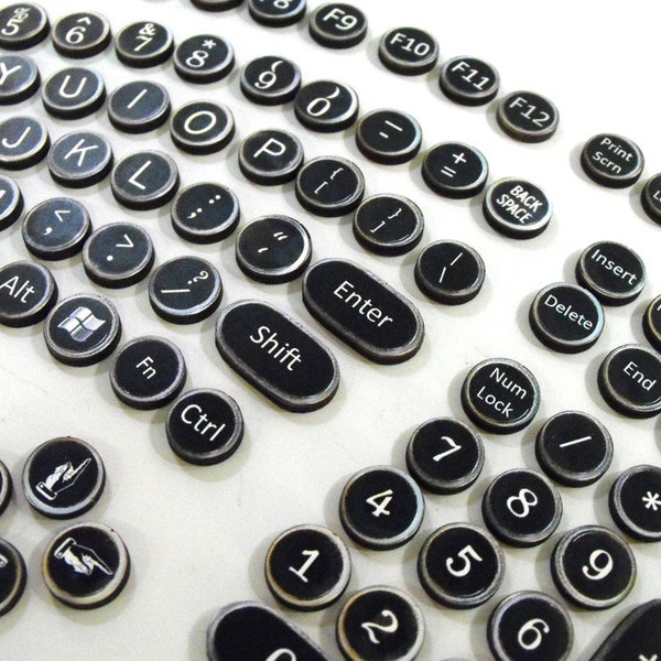 Steampunk Keyboard Set -  Wood Typewriter Keys replicating Modern Keyboard