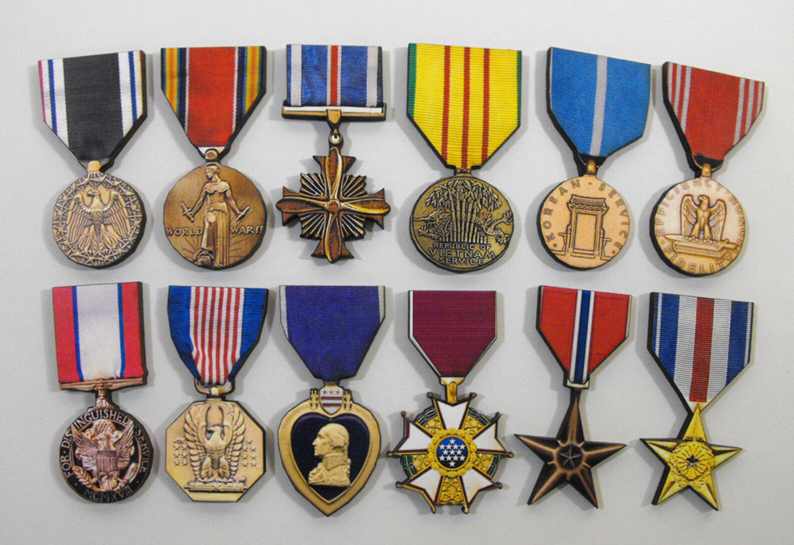 Wooden USA Military Medals Collection of 12 Different Wood Etsy