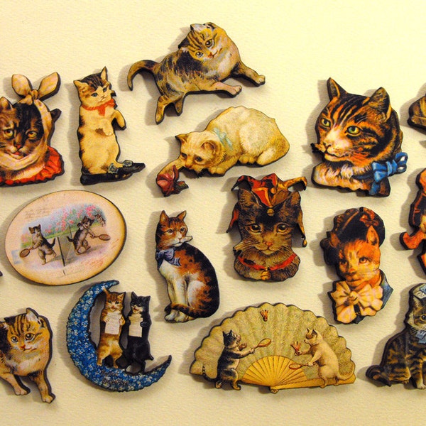 Wood Kitty Cats - Collection of 17 Wood Laser Cut Pieces