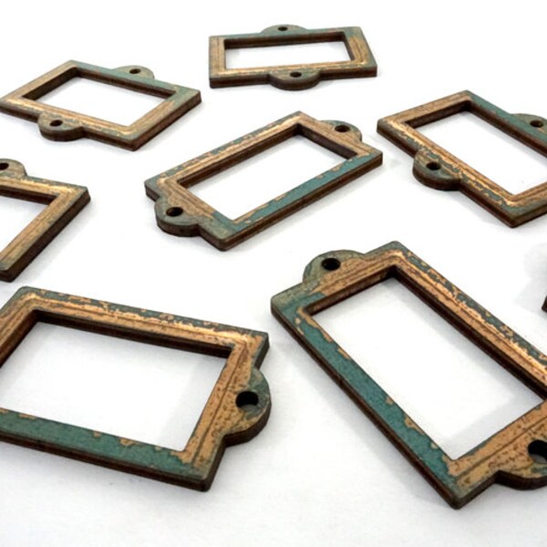 Collection of 8 Wooden Frames - Vintage Inspired and Metal Patina Craft Parts