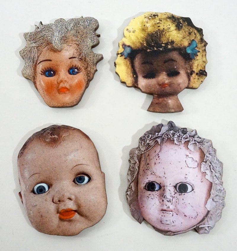 Doll Heads Wooden Craft Pieces for Altered Art Projects Etsy