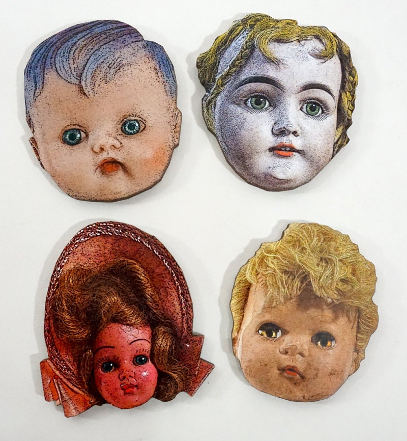 Doll Heads Wooden Craft Pieces for Altered Art Projects Etsy