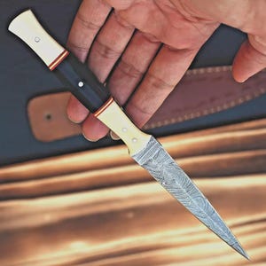 custom made hand forged damascus steel blade hunting boot knife Christmas Gift For Him / Her
