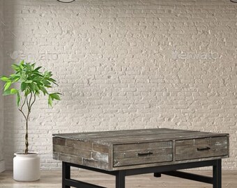 Mesa de centro industrial rectangular con tapa elevable, hecha a mano, regalo, decoración del hogar, fácil montaje, gris marrón y negro