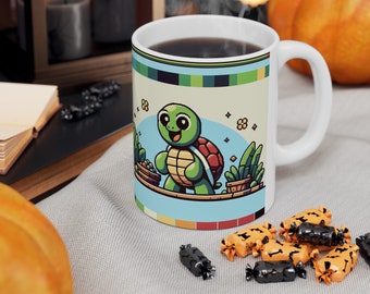 Tranquil Tides: Ceramic Turtle Charm Mug - 11oz & 15oz Sizes