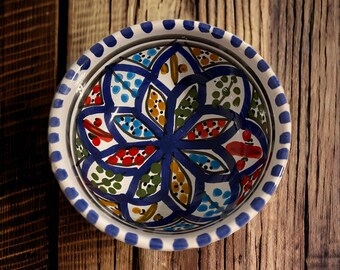 Handbemalte Keramikschale - marokkanischen Stil - Gewürzschale - Ton schale