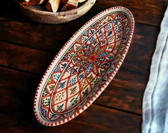 großer Handbemalter Keramikteller  - Keramik Schale - Schüssel - Servierteller