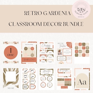 Retro Gardenia Classroom Decor Retro Decor Bundle 100 Page Mega Bundle Classroom Theme Digital Download Link Editable Template image 1