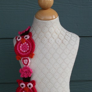 Crochet Scarf Pattern, Valentine, Sweet Heart Owl, PDF