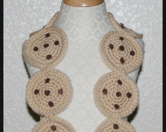 Crochet Pattern - Scarf - Chocolate Chip Cookie - Cookies - Brown - Tan - Child - Adult - PDF, PDF