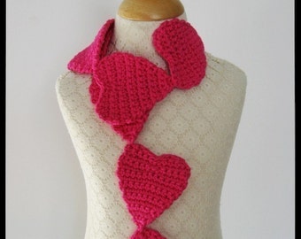 Patron au crochet - Foulard - Original - Sweet Heart - Saint-Valentin - Cœurs - Rose - Enfant - Cœur - PDF, PDF