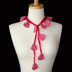 Crochet Scarf Pattern, Valentine, Heart Lariat, PDF