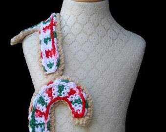 Crochet Scarf Pattern, Candy Cane Sugar Cookie