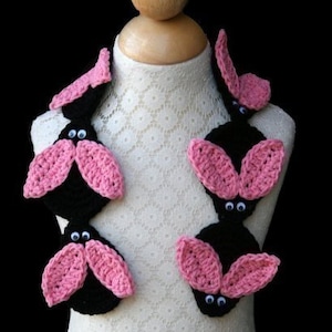 Crochet Pattern - Scarf - Lady Bug -  Spring - Pink - Red - Black - Child - Adult - PDF, PDF