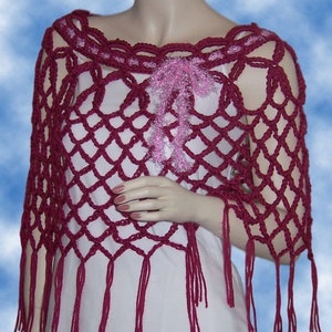 Crochet Poncho Pattern, Raspberry Delight